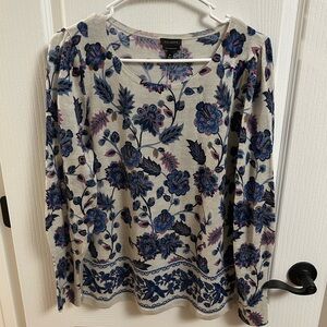 Talbots Blue and Pink Floral Top